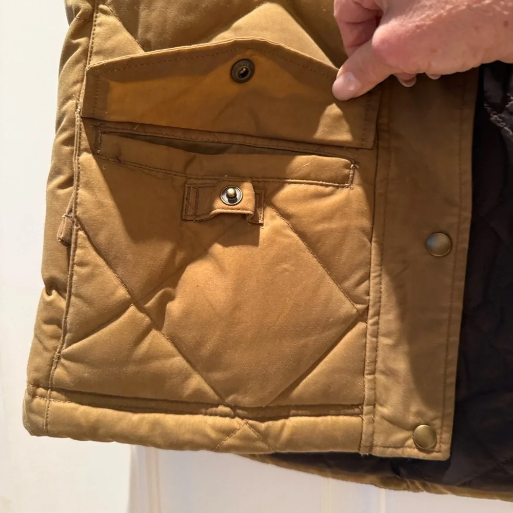 L.L. Bean Golden Brown Waxed Down  Quilted Vest - Picture 6 of 11